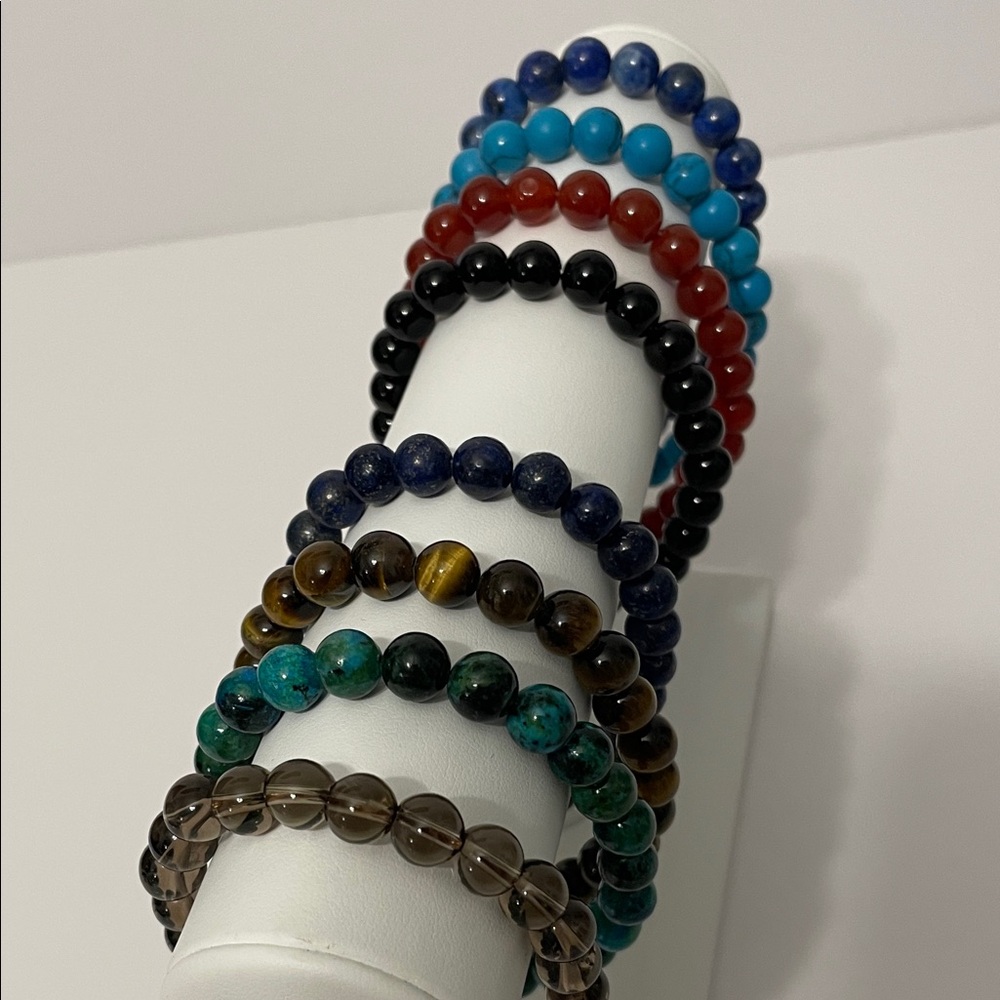 Set Of 8 Natural Gemstone Beaded Bracelet